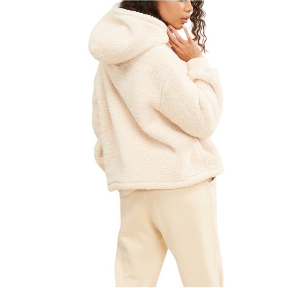 Billabong Women's Antique White Fur Still‎ Cosy Sherpa Pullover Hoodie Size L